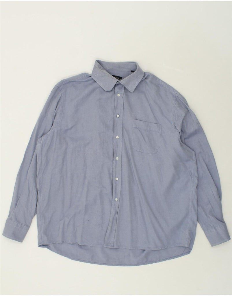 HUGO BOSS Mens Shirt Size 17 1/2 45 XL Blue Cotton | Vintage Hugo Boss | Thrift | Second-Hand Hugo Boss | Used Clothing | Messina Hembry 