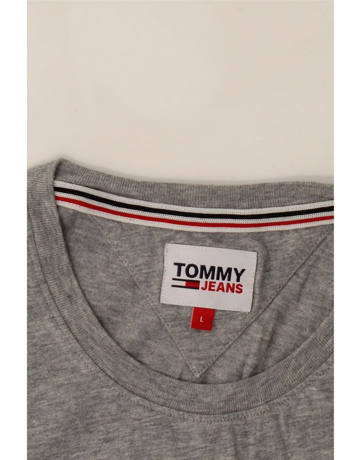 TOMMY HILFIGER Mens Graphic T-Shirt Top Large Grey Cotton Vintage Tommy Hilfiger and Second-Hand Tommy Hilfiger from Messina Hembry 