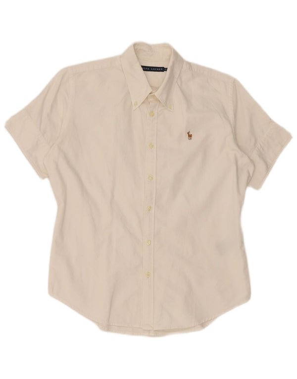 Ralph Lauren Womens Short Sleeve Shirt US 10 Large White Cotton