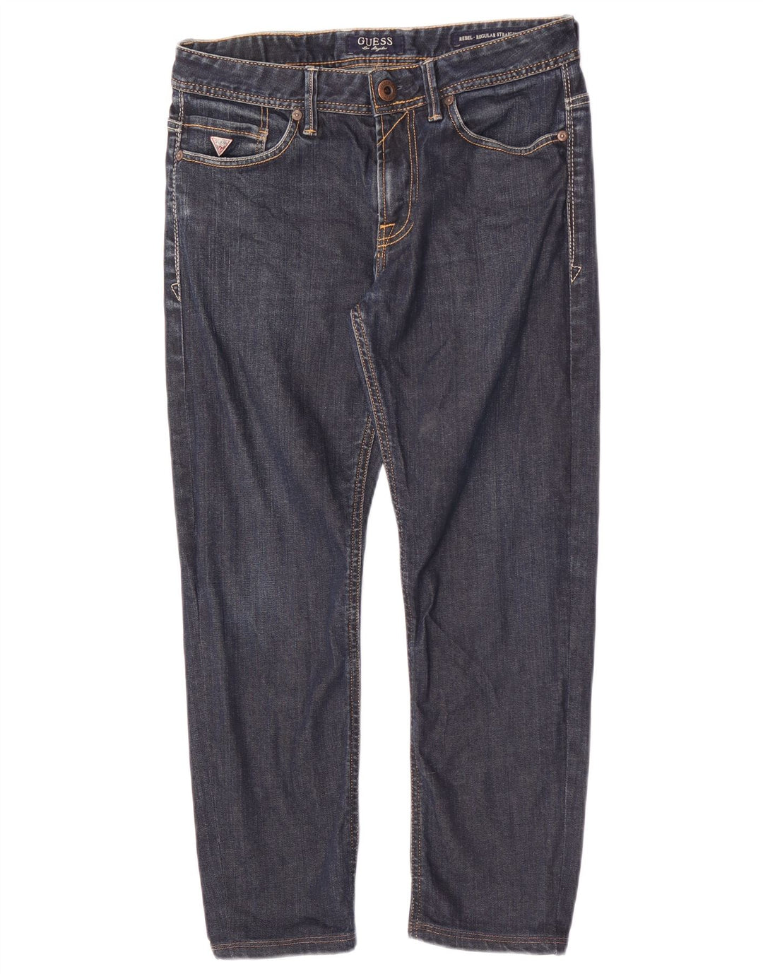 Guess Mens Rebel Straight Regular Cropped Jeans W30 L25 Navy Blue