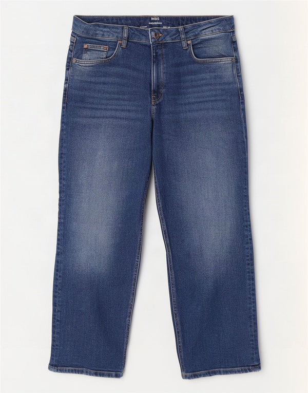 Marks & Spencer Womens Boyfriend Straight Jeans UK 16 Large W36 L27 Blue