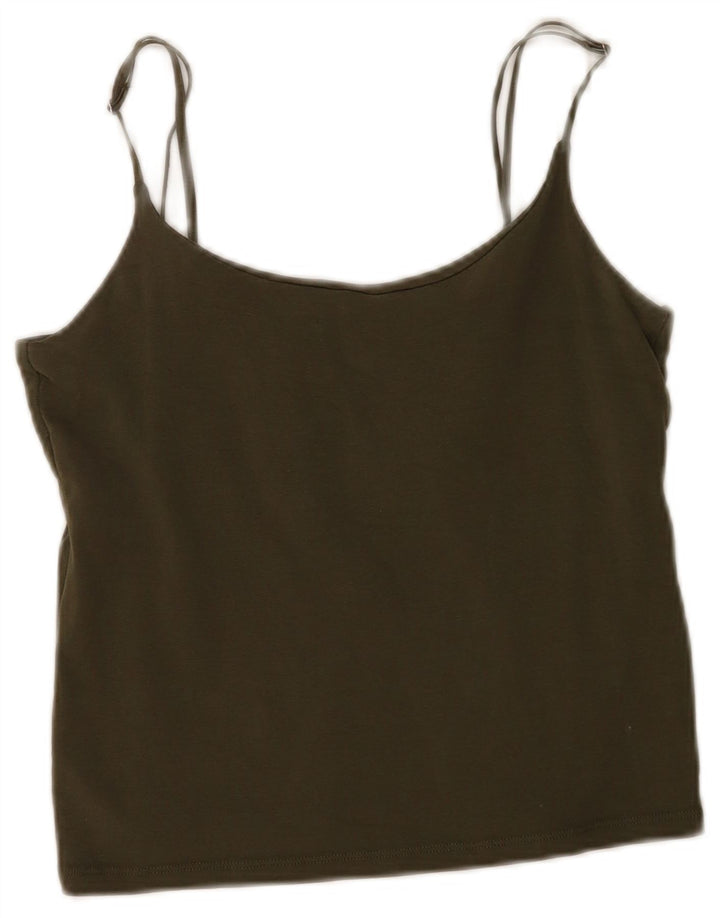Zara Womens Crop Cami Top UK 14 Large Khaki