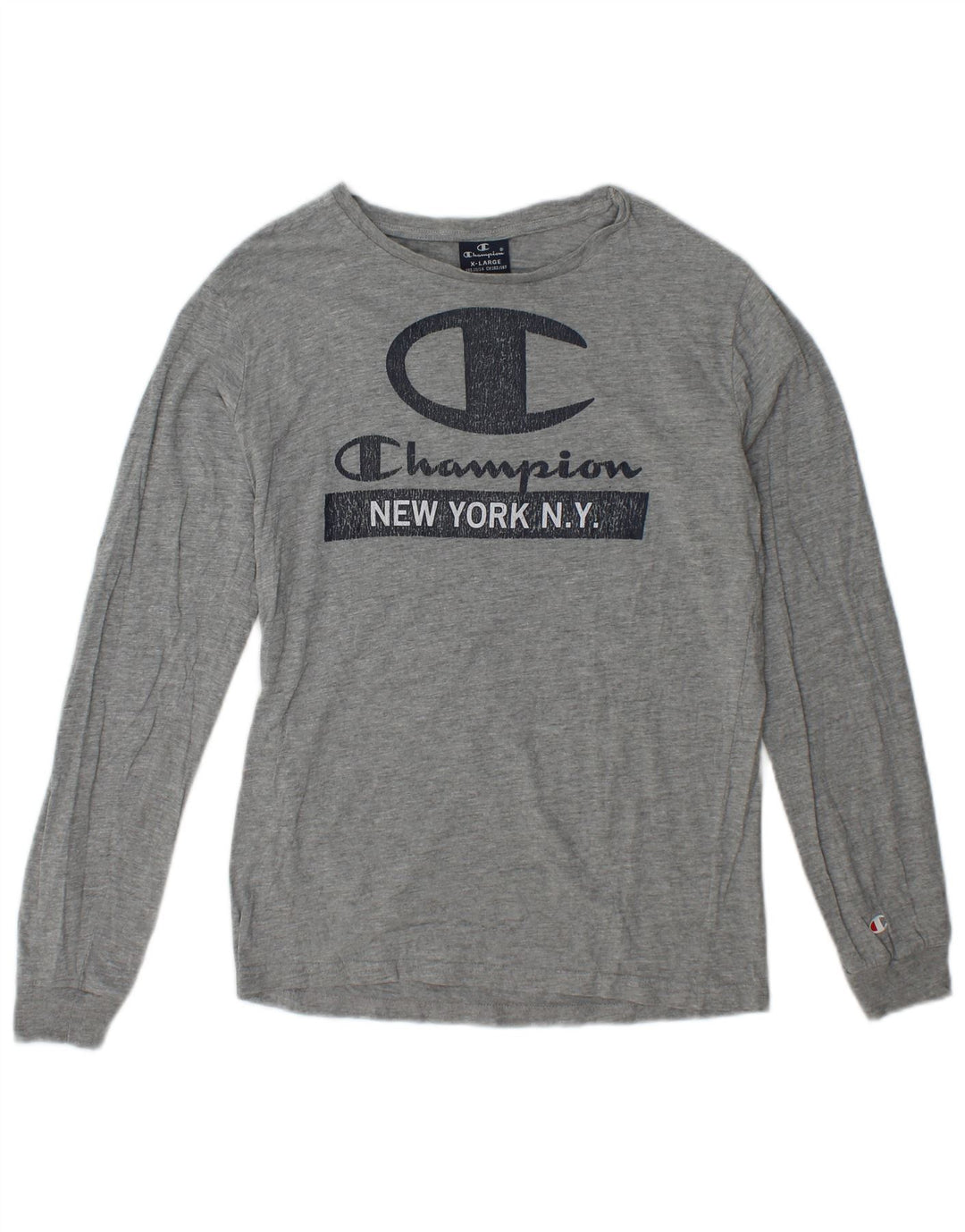 Champion Boys Graphic Top Long Sleeve 13-14 Years XL Grey Flecked
