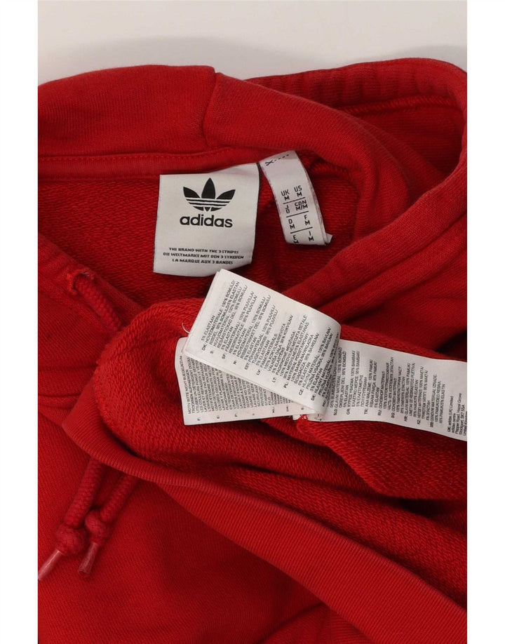Adidas Mens Hoodie Jumper Medium Red Cotton