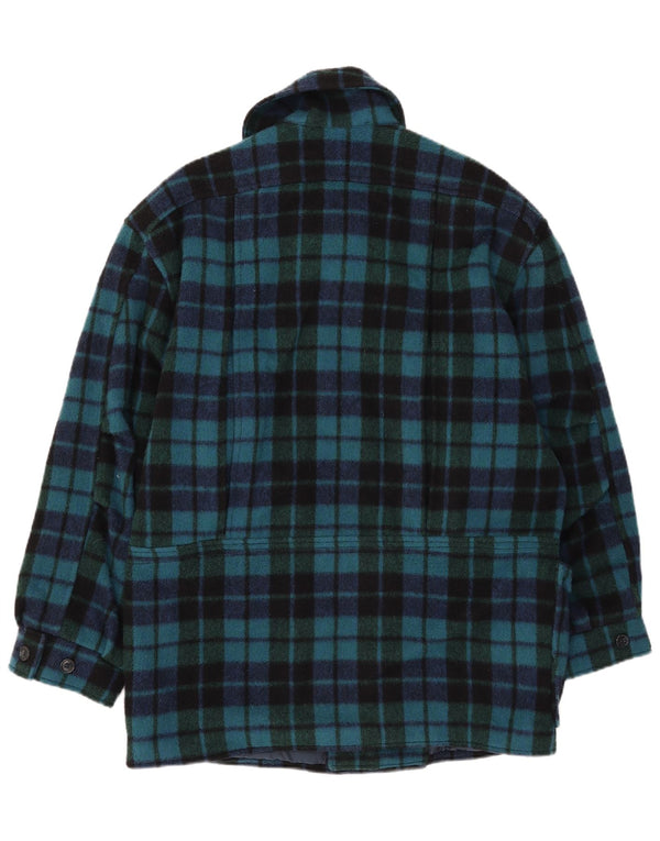 Vintage Mens Overcoat IT 50 Large Green Check Wool