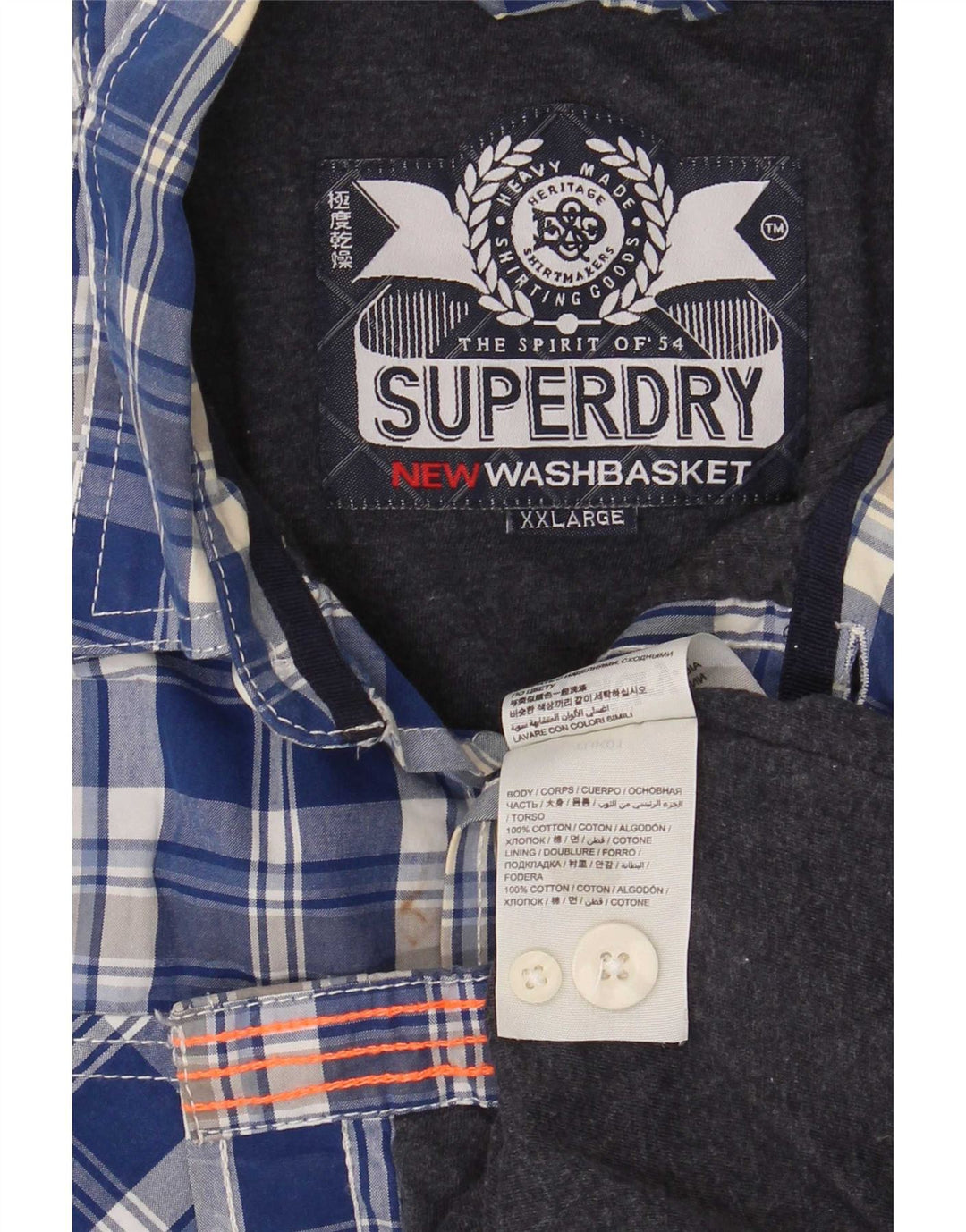 Superdry Mens Shirt 2XL Blue Check Cotton