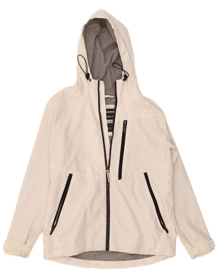 Superdry Womens Hooded Oversized Windbreaker Jacket UK 10 Small White