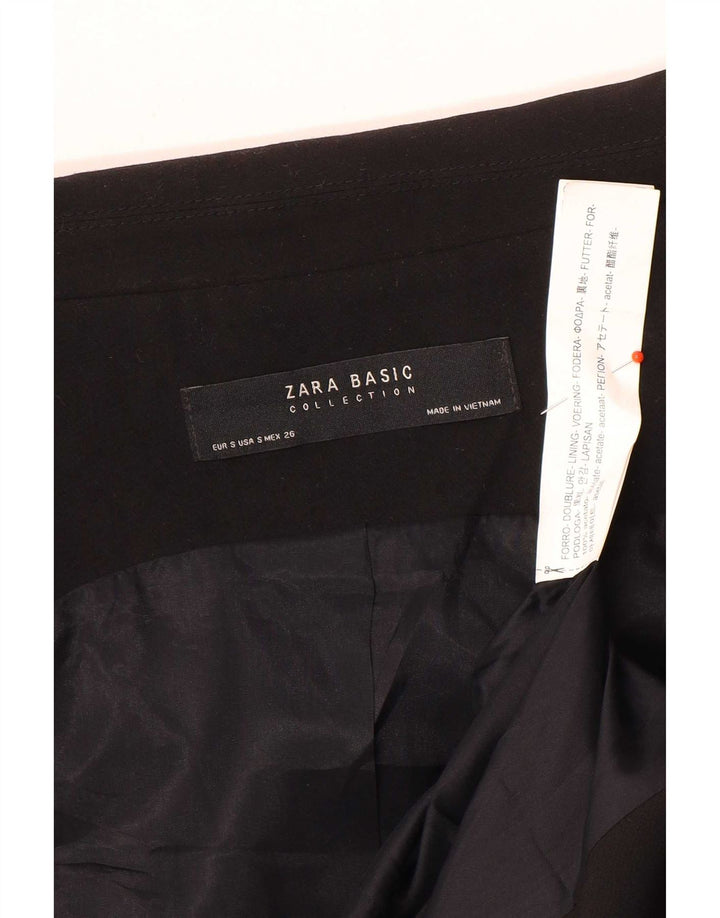 Zara Womens Double Breasted Blazer Jacket UK 10 Small Black Acetate