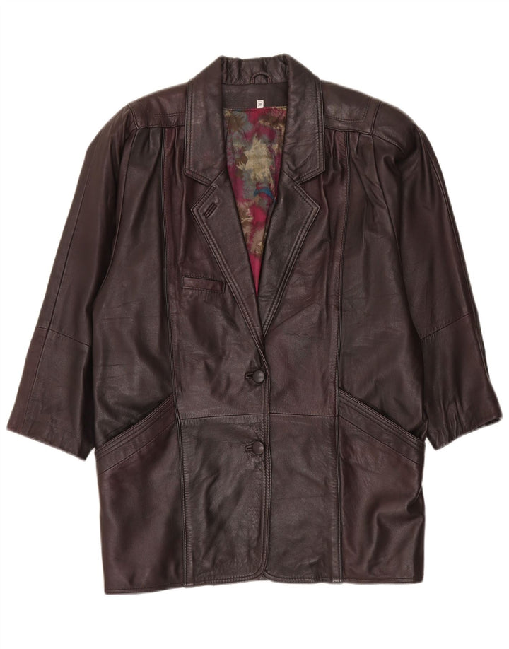 Vintage Womens Oversized Leather Coat EU 38 Medium Brown