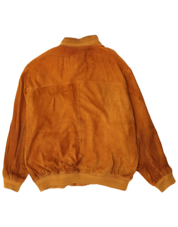 Harry&Moore Mens Suede Bomber Jacket EU 56 3XL Beige Leather