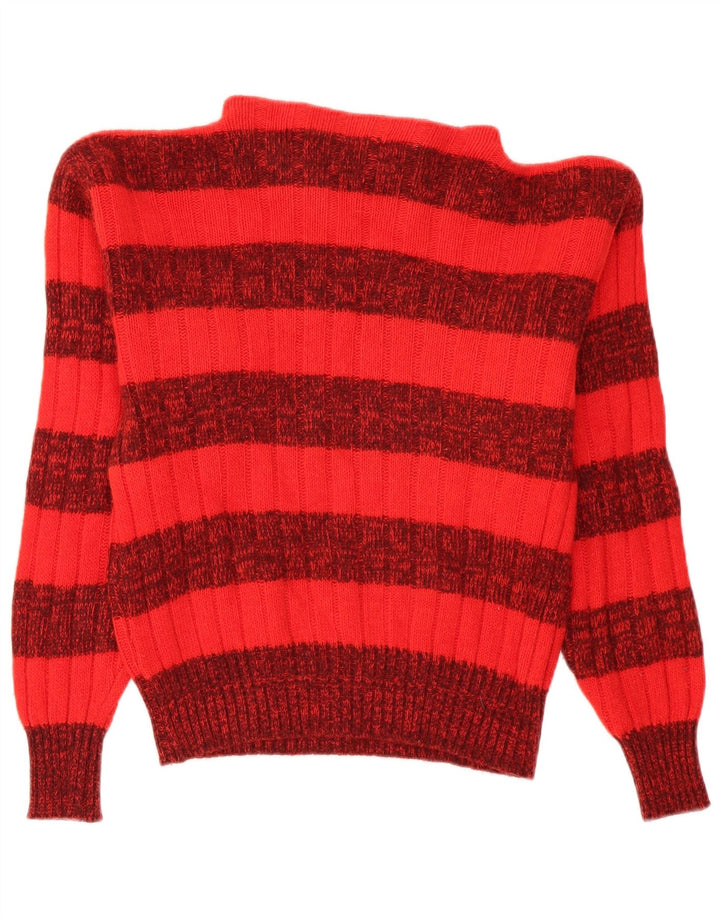 Vintage Womens Turtle Neck Jumper Sweater UK 16 Large Red Striped
