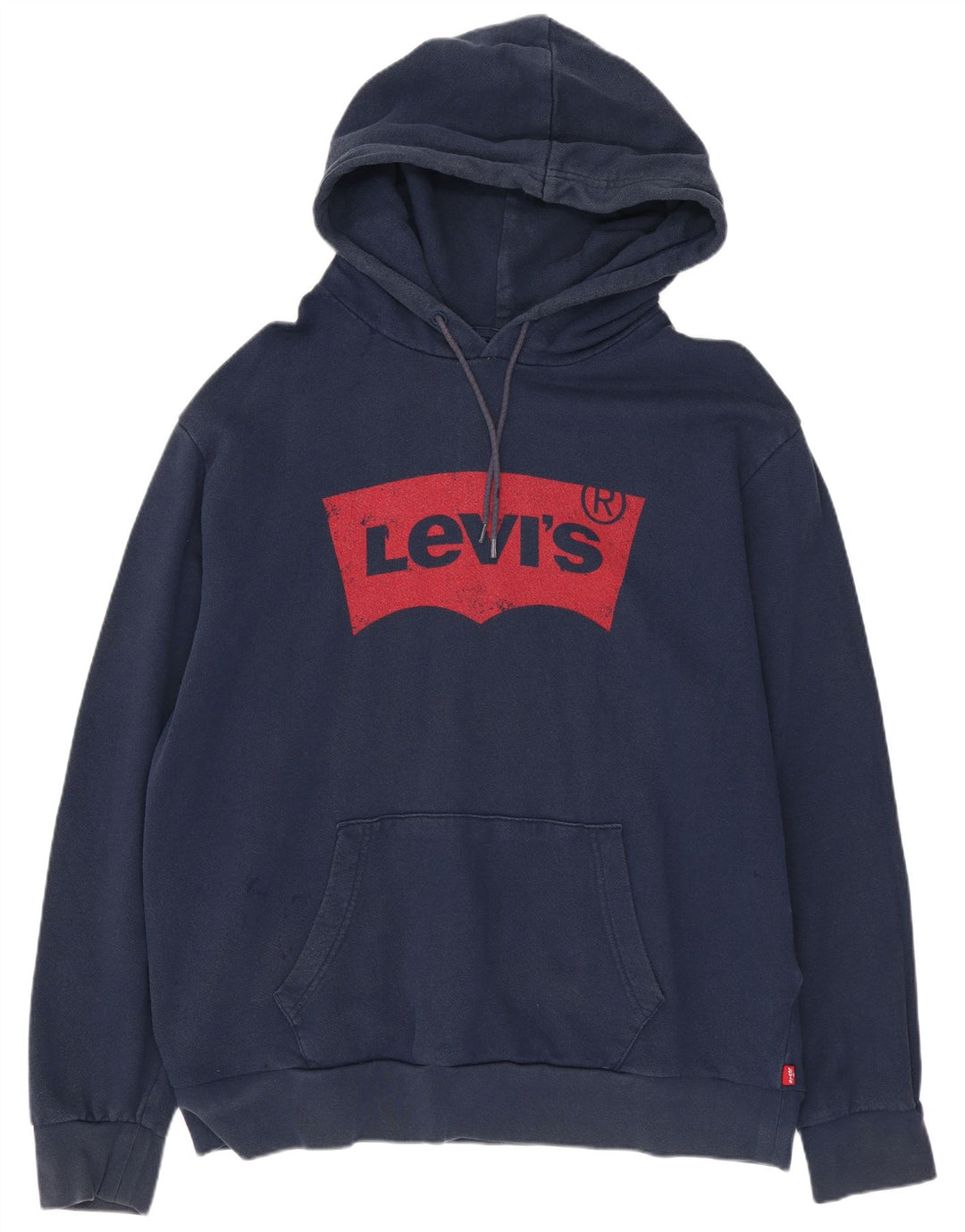 Levi's Womens Graphic Oversized Hoodie Jumper UK 16 Large Navy Blue Cotton