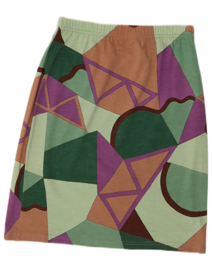 Vintage Womens A-Line Skirt Large W32 Multicoloured Geometric Acrylic