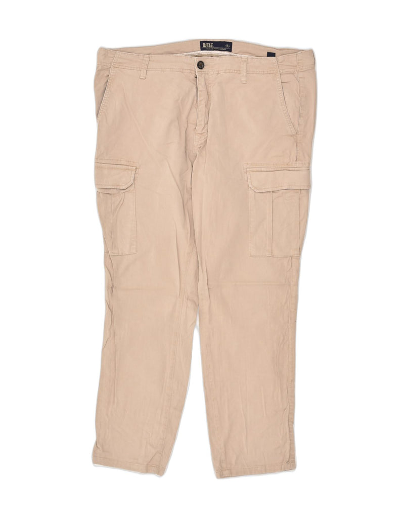 RIFLE Mens Tapered Cargo Trousers W38 L30  Beige Cotton | Vintage Rifle | Thrift | Second-Hand Rifle | Used Clothing | Messina Hembry 