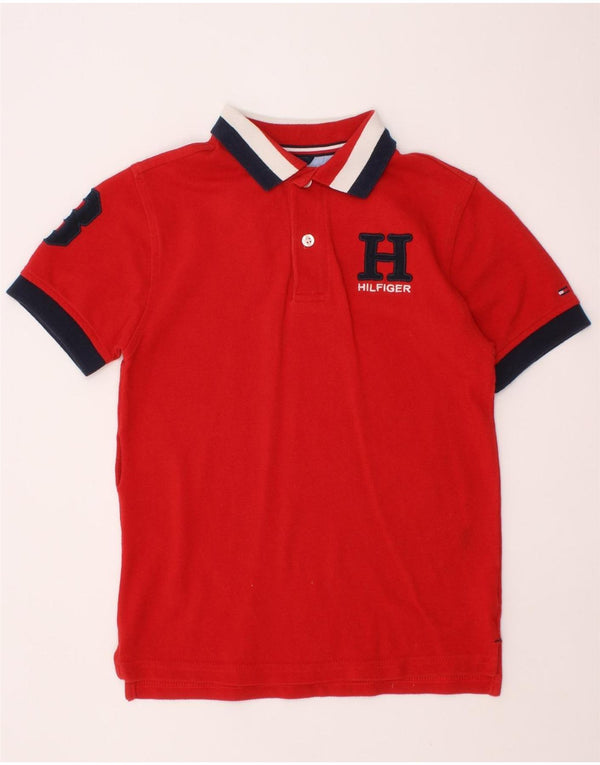TOMMY HILFIGER Boys Graphic Polo Shirt 6-7 Years Red Cotton