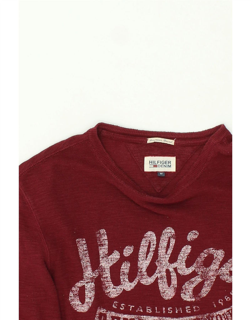 TOMMY HILFIGER Mens Graphic Top Long Sleeve Medium Red Cotton Vintage Tommy Hilfiger and Second-Hand Tommy Hilfiger from Messina Hembry 