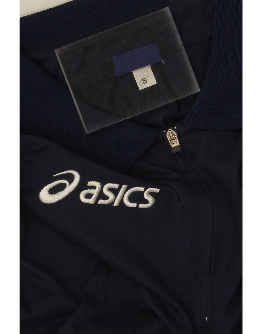 Asics Mens Polo Shirt Small Navy Blue Colourblock Polyester
