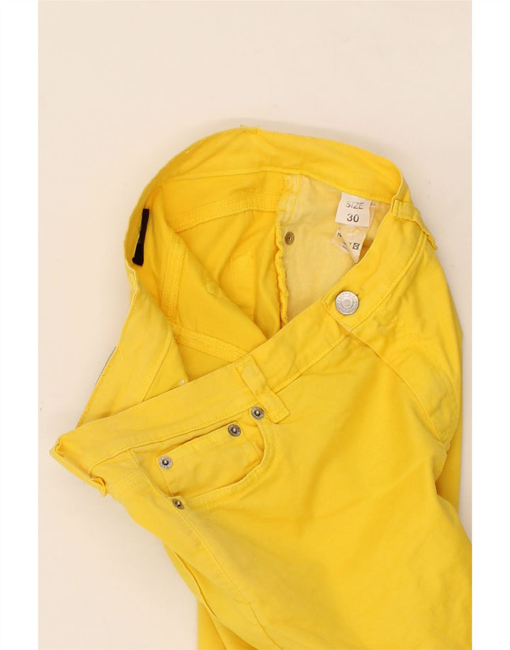 RICHMOND Womens Graphic Bootcut Casual Trousers W30 L28 Yellow Vintage Richmond and Second-Hand Richmond from Messina Hembry 