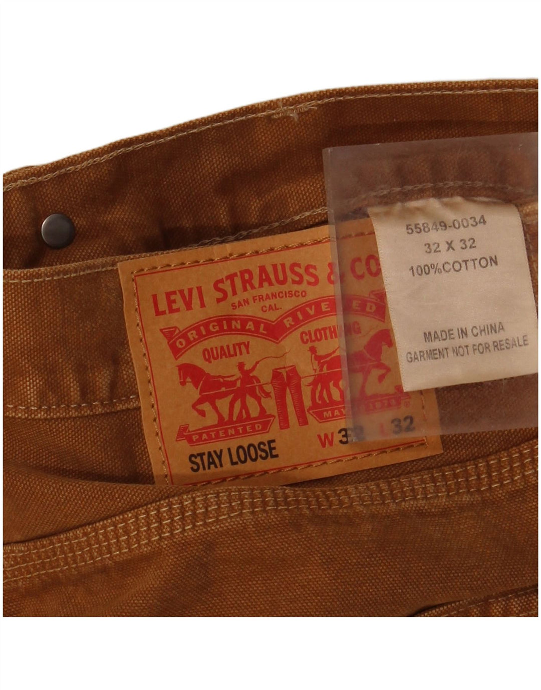 Levi's Mens Loose Fit Cargo Trousers W32 L32 Brown Cotton