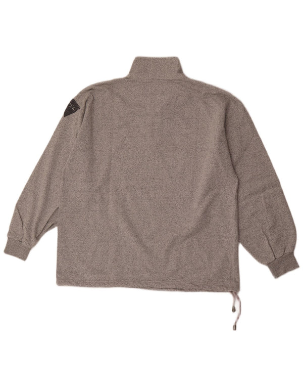 Vintage Mens Zip Neck Sweatshirt Jumper XL Grey Flecked Cotton