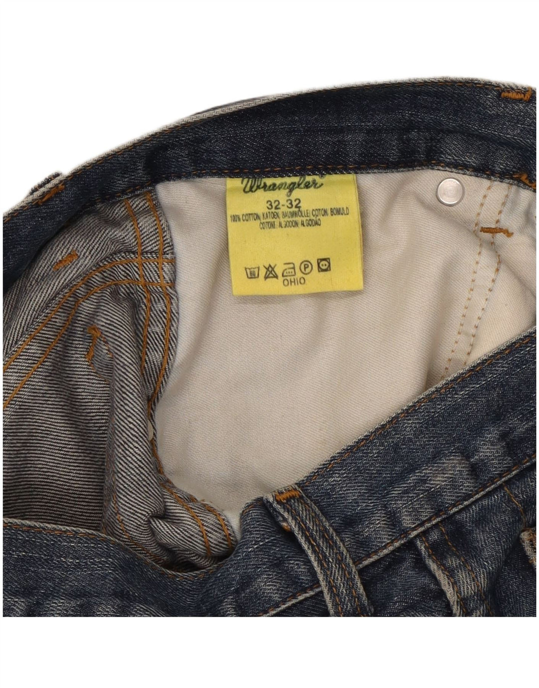 Wrangler Mens Straight Jeans W32 L32 Navy Blue Cotton