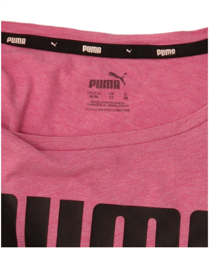 Puma Womens Graphic T-Shirt Top UK 12 Medium Pink