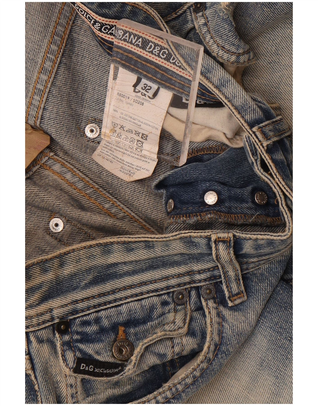 Dolce & Gabbana Womens Distressed Straight Jeans W32 L37 Blue Cotton