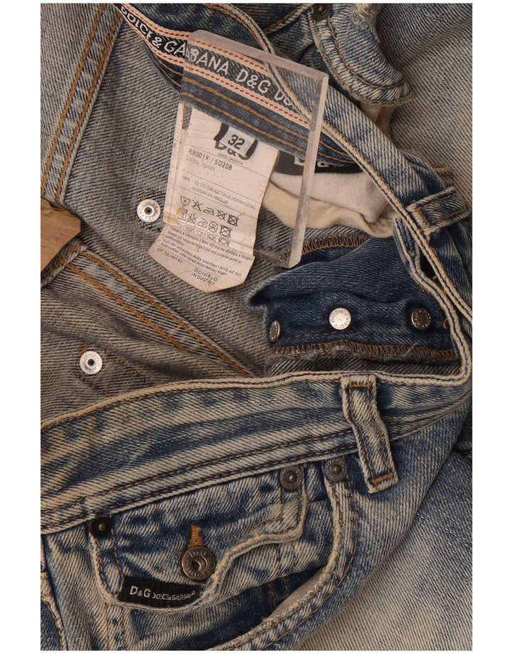 Dolce & Gabbana Womens Distressed Straight Jeans W32 L37 Blue Cotton