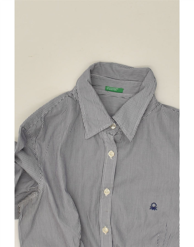 BENETTON Boys Shirt 15-16 Years Medium  Grey Pinstripe Cotton | Vintage Benetton | Thrift | Second-Hand Benetton | Used Clothing | Messina Hembry 