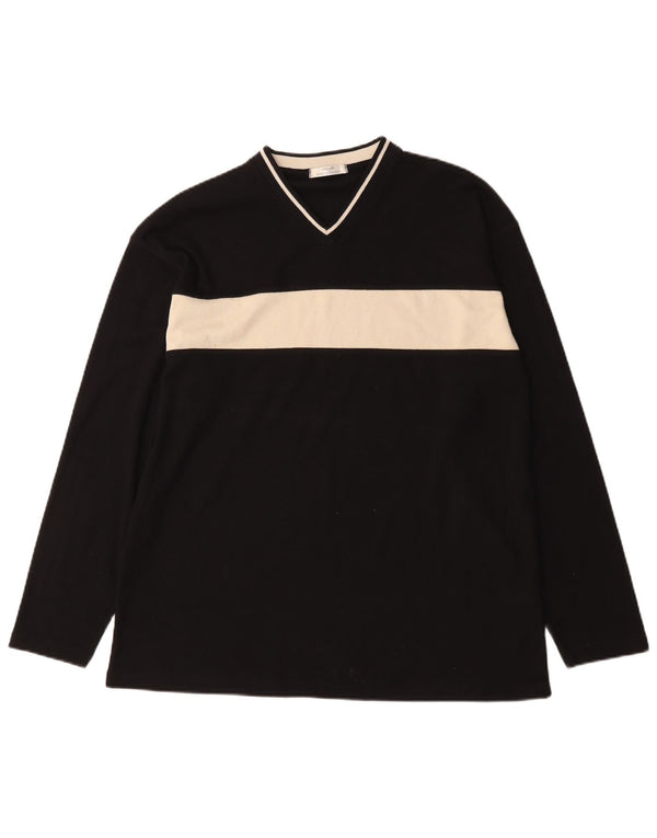 Marks & Spencer Mens St. Michael Top Long Sleeve Large Black Colourblock