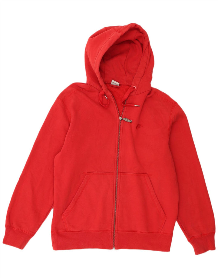 Nike Mens Zip Hoodie Sweater Medium Red Cotton