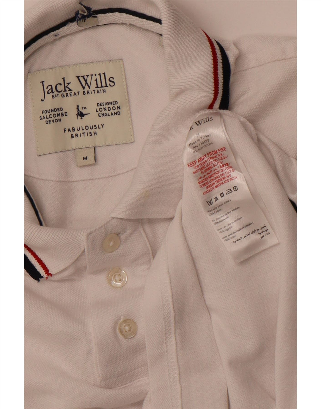 JACK WILLS Mens Polo Shirt Medium White Cotton
