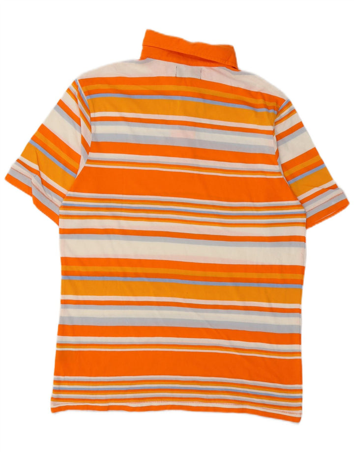 Kappa Mens Polo Shirt Medium Orange Striped Cotton