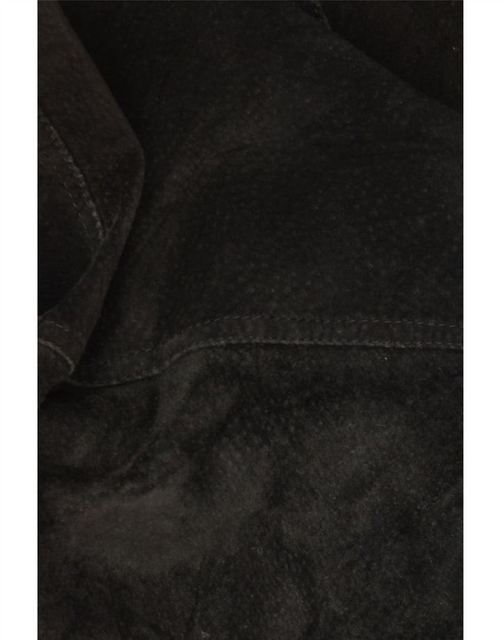 VINTAGE Womens Oversized Suede Jacket UK 18 XL Black Geometric Leather