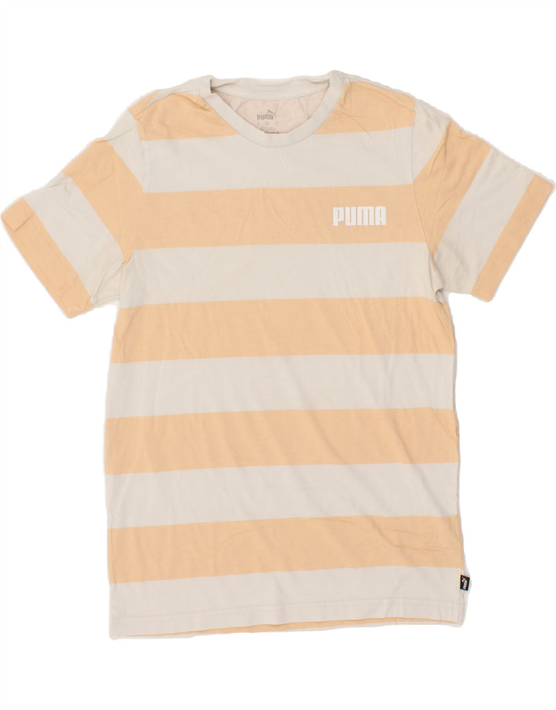 PUMA Mens T-Shirt Top Small Yellow Striped Vintage Puma and Second-Hand Puma from Messina Hembry 