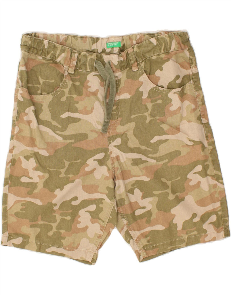 BENETTON Boys Casual Shorts 13-14 Years 3XL W32  Green Camouflage Linen Vintage Benetton and Second-Hand Benetton from Messina Hembry 