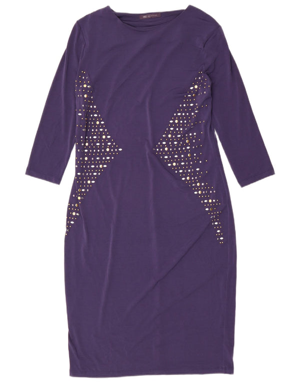 Marks & Spencer Womens 3/4 Sleeve Bodycon Dress UK 16 Large Navy Blue