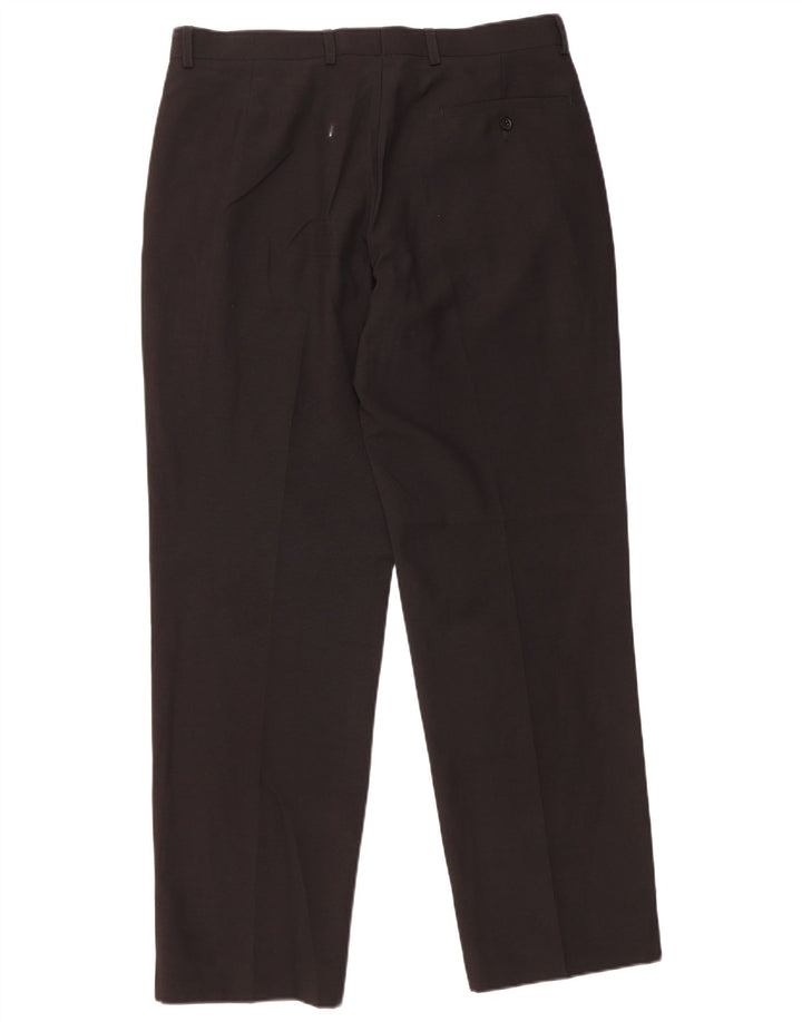 Marks & Spencer Mens Tailored Fit Suit Trousers W34 L31 Black Polyester