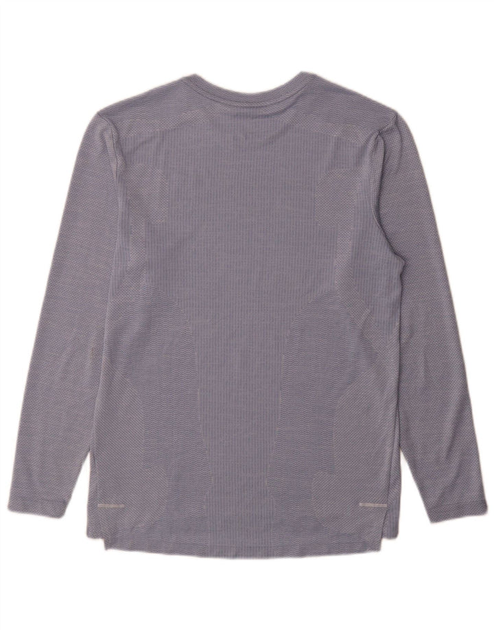 Nike Mens Dri Fit Top Long Sleeve Small Blue Pinstripe Polyester