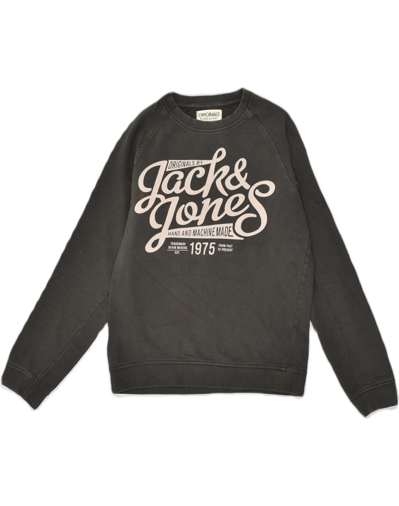 JACK & JONES Mens Graphic Sweatshirt Jumper Medium Black Cotton | Vintage Jack & Jones | Thrift | Second-Hand Jack & Jones | Used Clothing | Messina Hembry 