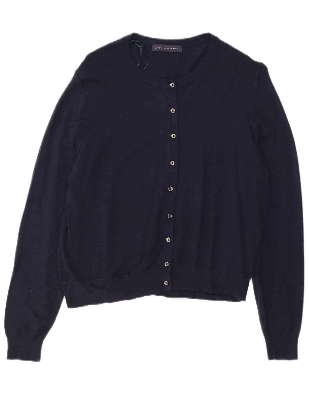 Marks & Spencer Womens Cardigan Sweater UK 16 Large Navy Blue Viscose