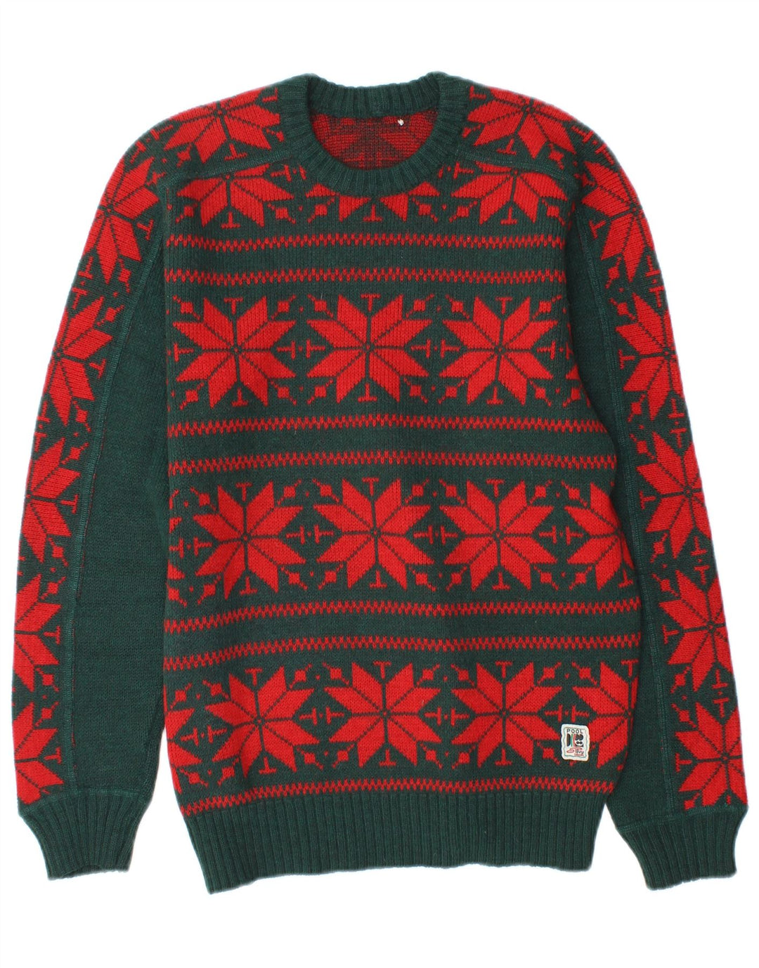 Silvy Mens Crew Neck Jumper Sweater Medium Green Fair Isle