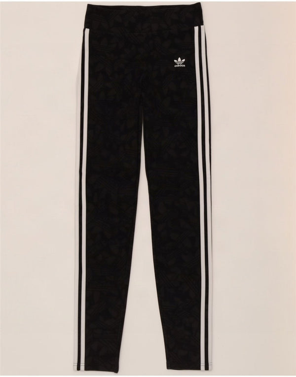 Adidas Girls Graphic Leggings 12-13 Years Grey Cotton