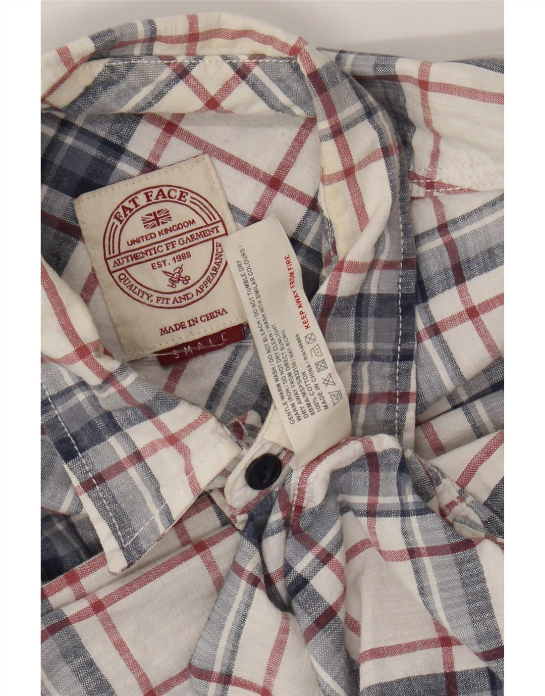 Fat Face Mens Checked  Shirt Small Blue Check Cotton
