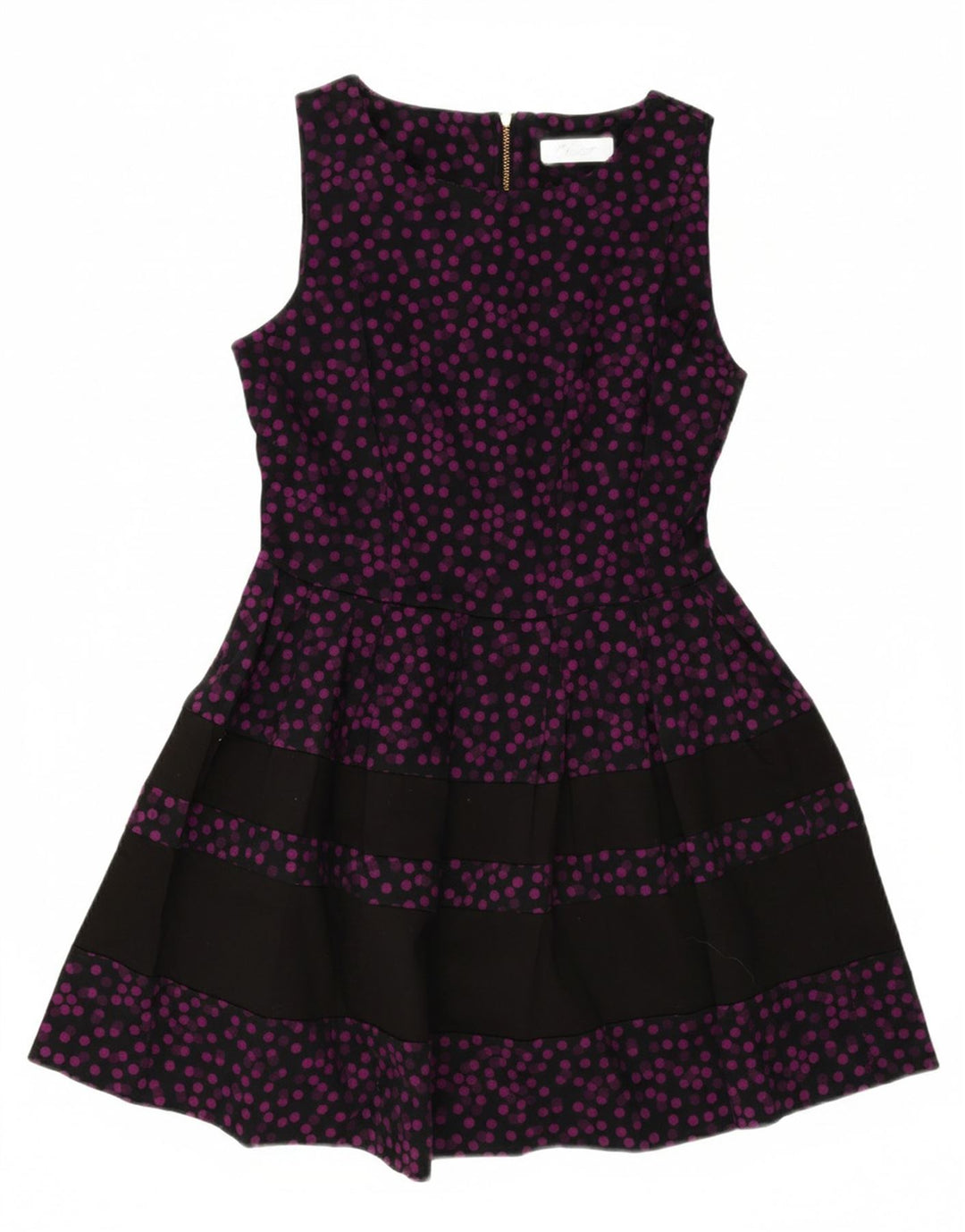 CLOSET Womens Sleeveless A-Line Dress UK 12 Medium Black Polka Dot Cotton