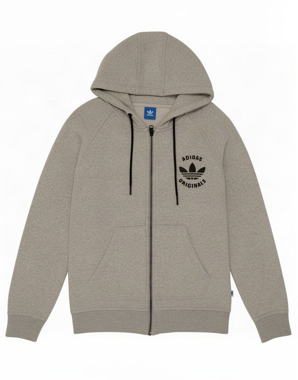Adidas Womens Zip Hoodie Sweater UK 12 Medium Grey Cotton
