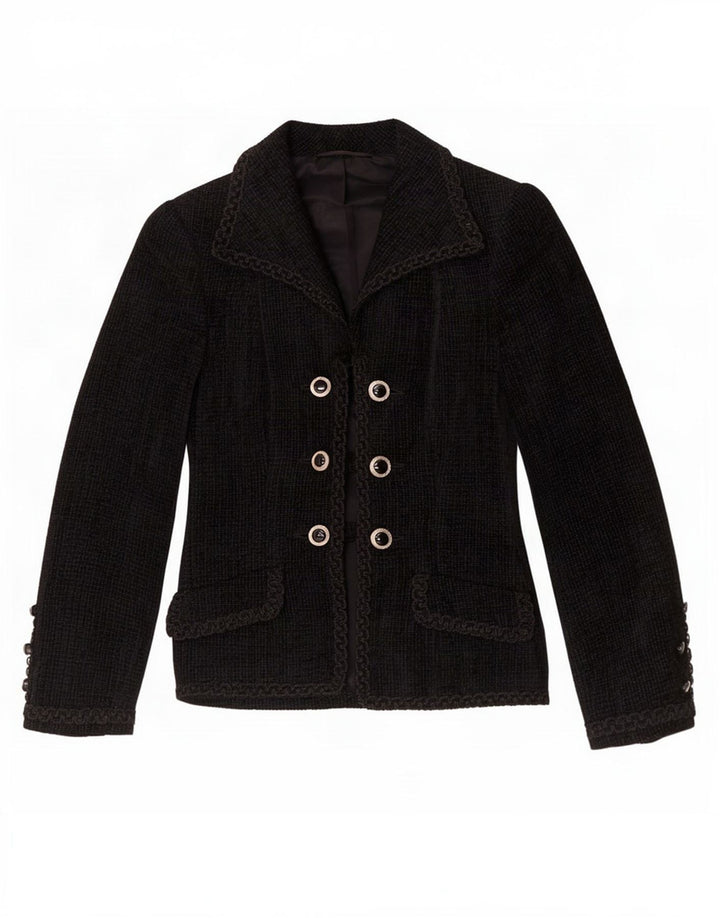 Ralph Womens Double Breasted Blazer Jacket UK 8 Small Black