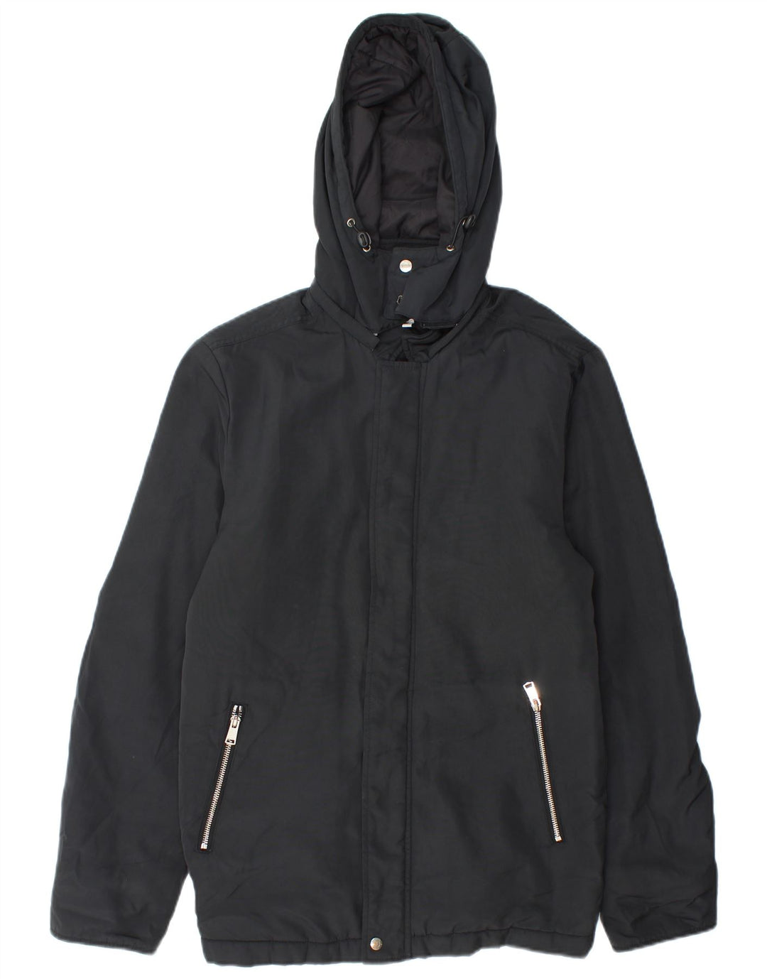 Reiss Mens Hooded Windbreaker Jacket UK 38 Medium Black Cotton