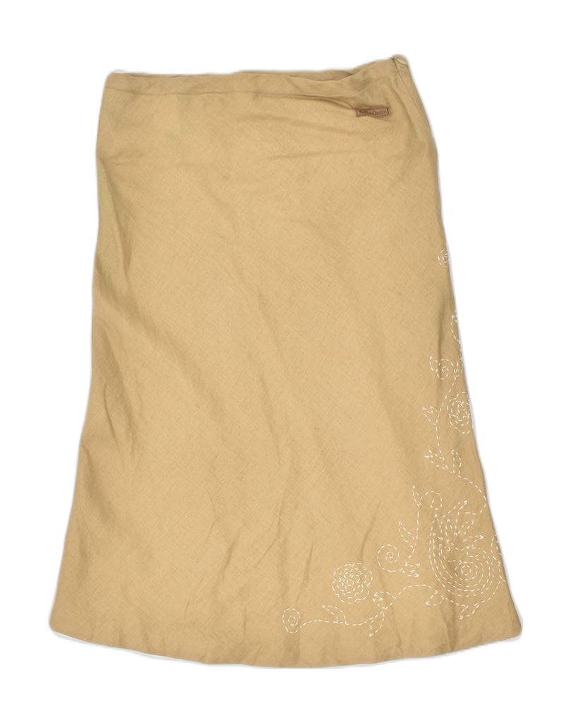 MARLBORO CLASSICS Womens A-Line Skirt EU 42 Large W30 Khaki Floral Linen | Vintage Marlboro Classics | Thrift | Second-Hand Marlboro Classics | Used Clothing | Messina Hembry 