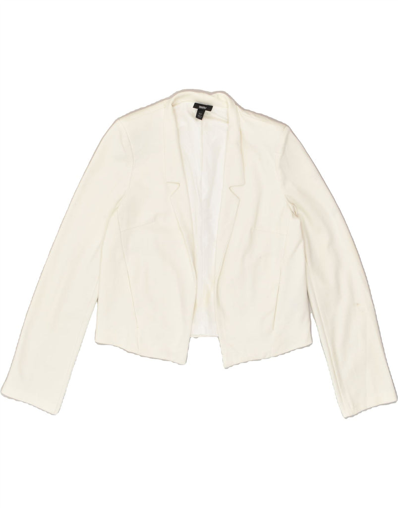 MOSSIMO Womens Crop Blazer Jacket UK 10 Small White Polyester | Vintage Mossimo | Thrift | Second-Hand Mossimo | Used Clothing | Messina Hembry 